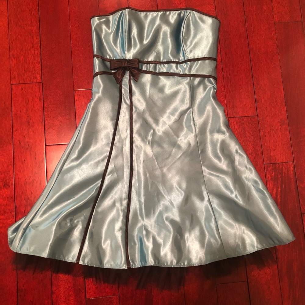 NEW Jessica McClintock dress Blue black shiny metallic prom formal dance recital